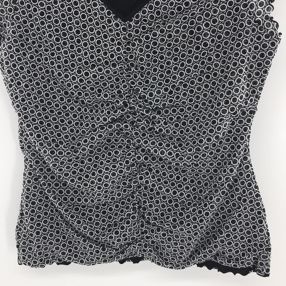 Style & Co Black & White Circles Pattern Glittered Shimmer Size Large V neck - Picture 5 of 12